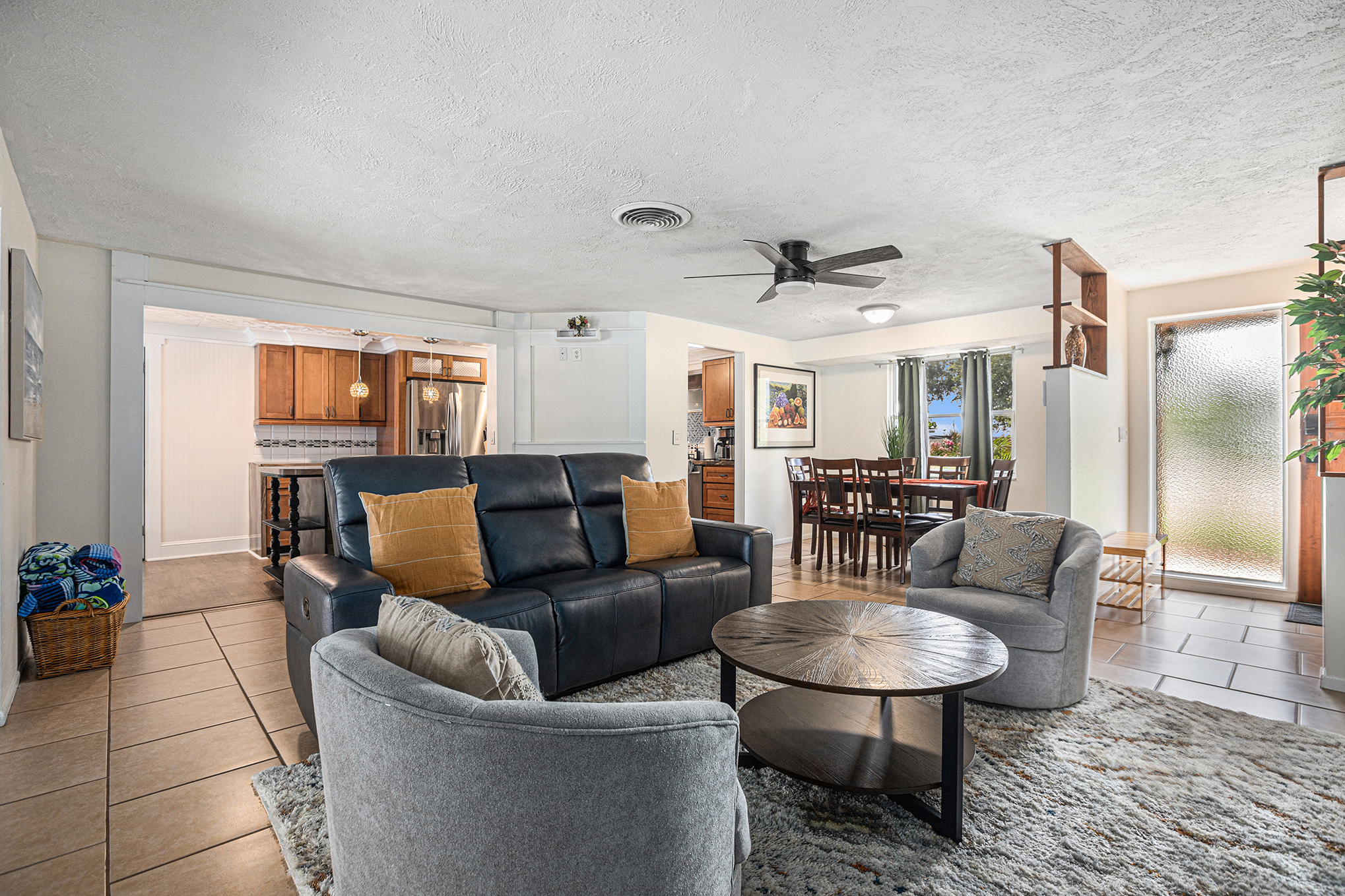 Living room and dining area