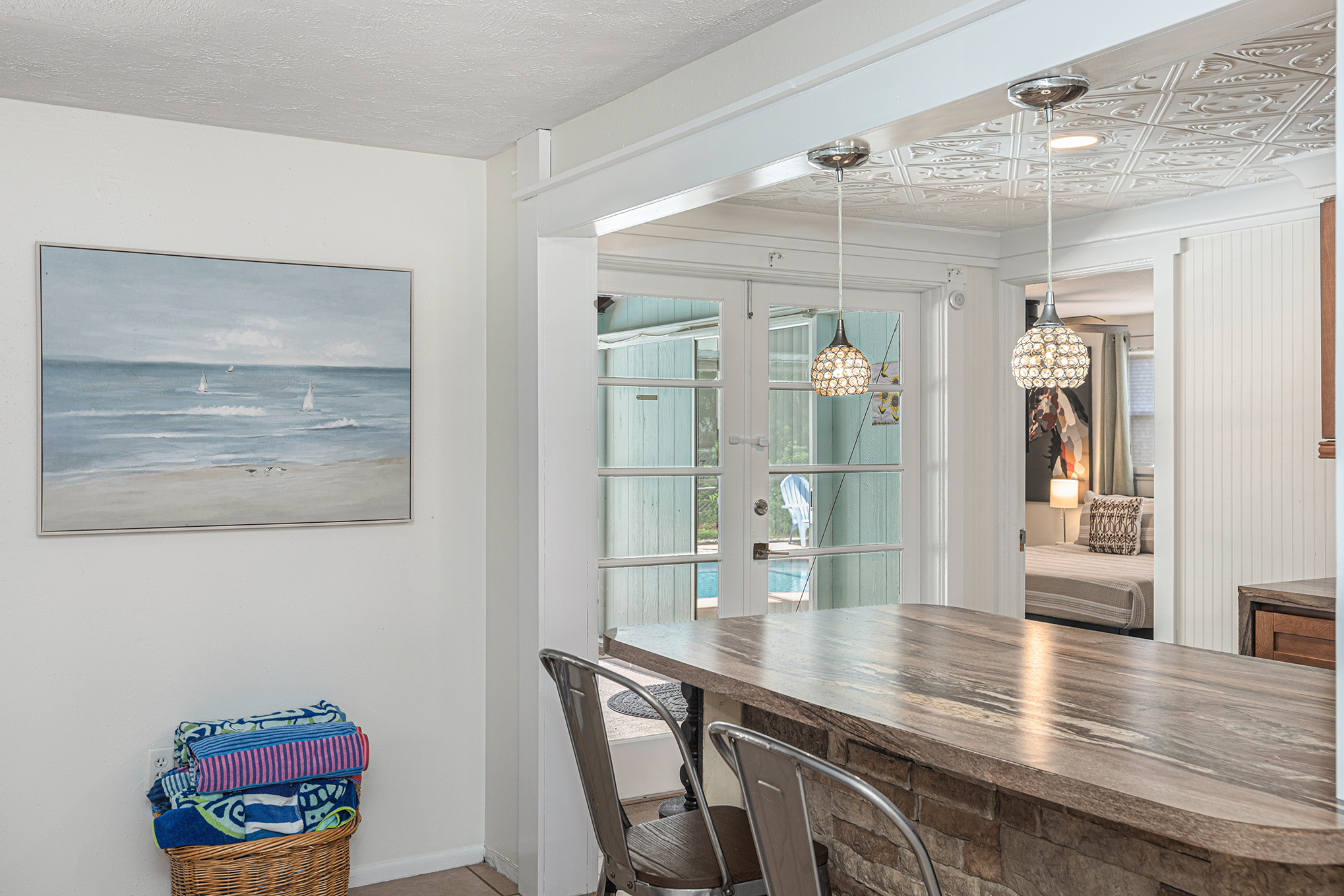 Dining nook with pool access