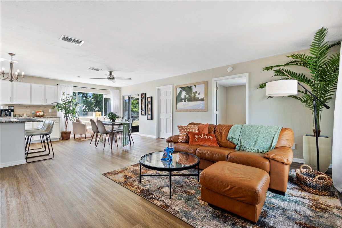 Living, dining and kitchen
