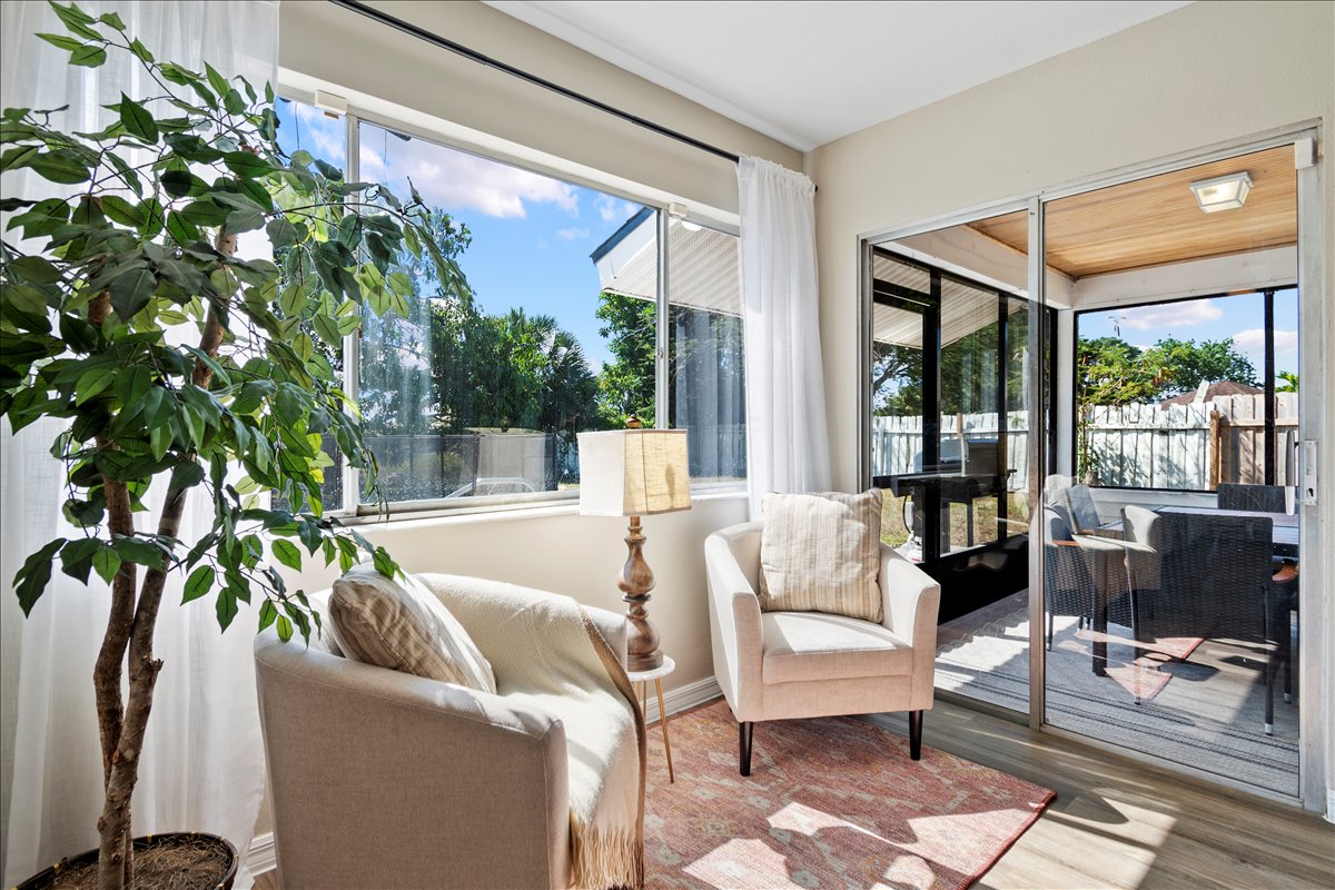 Screened porch seating