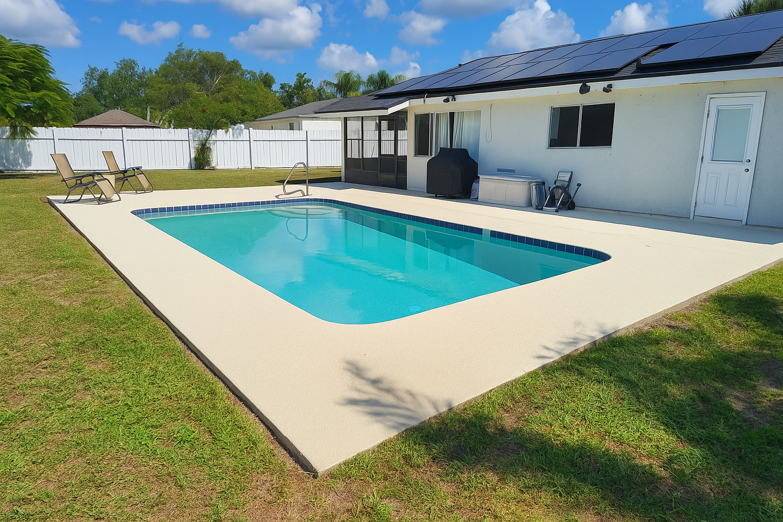 Heated pool and house